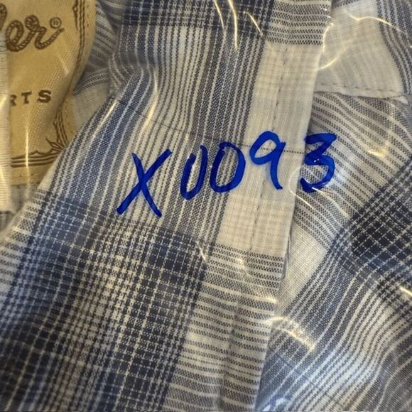 Wrangler Vintage Pearl Snap Short Sleeve Blue Plaid Shirt Front Pockets Size 2XL - Picture 8 of 8